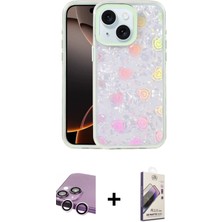 Cepte Toptan iPhone 14 Odak Prime - Siyah Bilvis 3D Mat Cam Ekran Koruyucu + Mor Raze Metal Kamera Lens