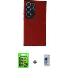 Galaxy S24 Ultra Doruk Asil Koleksiyonu - Siyah Durable Full Glue Curved Cam + Sarı Raze Metal Kamera Lens