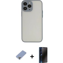 Cepte Toptan iPhone 13 Pro Max Ahenk Çizgi Serisi - Siyah 3D Antistatik Hayalet Cam Ekran Koruyucu + Koyu Yeşil Metal Kamera Lens Koruma Cam
