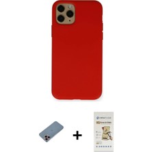 Cepte Toptan iPhone 11 Pro Ahenk Serisi - Siyah Mat Seramik Nano Ekran Koruyucu + Pembe Shine Kamera Lens Koruma Cam