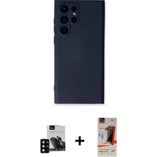 Cepte Toptan Galaxy S23 Ultra Ahenk Serisi - Siyah Autokit 5in1 Fiber Hayalet Cam Ekran Koruyucu + Siyah Pvd Metal Kamera Lens