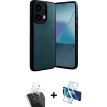 Cepte Toptan Redmi Note 13 Pro 4g Kıvılcım Işık Serisi - Siyah 3D Antistatik Cam Ekran Koruyucu + Şeffaf Kamera Lens Koruma Cam