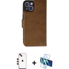 Cepte Toptan iPhone 14 Siluet Işık Serisi - Siyah 3D Antistatik Cam Ekran Koruyucu + Kırmızı Shine Kamera Lens