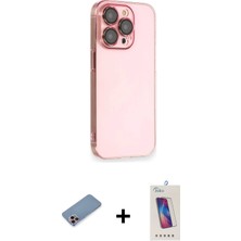 Cepte Toptan iPhone 13 Pro Max Siluet Minimal Özel Seri - Siyah Joko 5d Cam + Pembe Shine Kamera Lens Koruma Cam