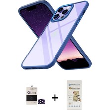 Cepte Toptan iPhone 14 Pro Max Nova Işık Serisi - Siyah Mat Seramik Nano Ekran Koruyucu + Derin Mor Bilvis Titan Kamera Lens