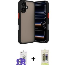 iPhone 17 Ahenk Çizgi Serisi - Siyah Joko Magic 5d Hayalet Cam + Lila Bilvis Titan Kamera Lens