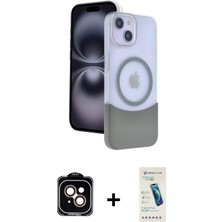 Cepte Toptan iPhone 14 Kozmos Form Özel Seri - Şeffaf Pasifik Cam Ekran Koruyucu + Turuncu Pvd Metal Kamera Lens