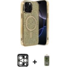 iPhone 15 Pro Max Eksen Çizgi - Siyah Joko Magic 5d Hayalet Cam + Gümüş Pvd Metal Kamera Lens