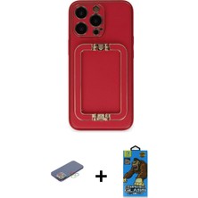 Cepte Toptan iPhone 13 Pro Max Kozmos Minimal Prime - Siyah 18D Cam Ekran Koruyucu + Mavi Renkli Kamera Lens Koruma Cam