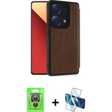 Cepte Toptan Redmi Note 13 Pro 4g Zirve Yansıma Serisi - Siyah 3D Antistatik Cam Ekran Koruyucu + Gümüş Raze Metal Kamera Lens