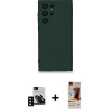 Cepte Toptan Galaxy S23 Ultra Ahenk Serisi - Siyah Autokit 5in1 Fiber Hayalet Cam Ekran Koruyucu + Siyah Pvd Metal Kamera Lens