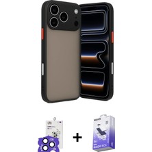 iPhone 17 Pro Max Ahenk Çizgi Serisi - Siyah Bilvis 5in1 5d Magic Hayalet Cam Ekran Koruyucu + Lacivert Bilvis Titan Kamera Lens