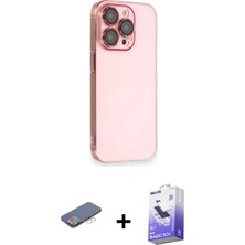 Cepte Toptan iPhone 13 Pro Max Siluet Minimal Özel Seri - Siyah Bilvis 5in1 5d Magic Hayalet Cam Ekran Koruyucu + Mavi Renkli Kamera Lens Koruma Cam