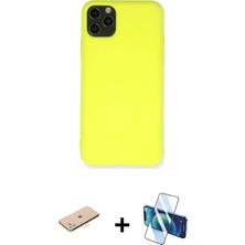 Cepte Toptan iPhone 11 Pro Max Ahenk Serisi - Siyah 3D Antistatik Seramik Nano Ekran Koruyucu + Mavi Renkli Kamera Lens Koruma Cam