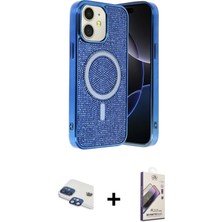 Cepte Toptan iPhone 11 Eksen Çizgi - Siyah Bilvis 3D Mat Cam Ekran Koruyucu + Lacivert Pers Alüminyum Kamera Lens