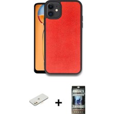 Cepte Toptan iPhone 11 Kıvılcım Işık Serisi - Siyah 34D Hayalet Izgaralı Cam + Turuncu Renkli Kamera Lens Koruma Cam