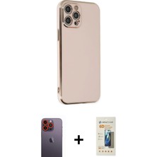 Cepte Toptan iPhone 12 Pro Yankı Serisi - Siyah 6d Mat Seramik Hayalet Nano Ekran Koruyucu + Turuncu Neon Fosforlu Kamera Lens