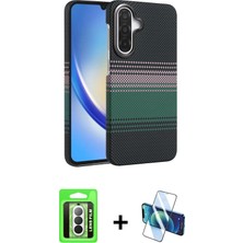 Cepte Toptan Galaxy A17 5g Doruk Serisi - Siyah 3D Antistatik Cam Ekran Koruyucu + Gümüş Raze Metal Kamera Lens