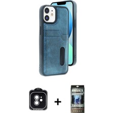 Cepte Toptan iPhone 11 Yörünge Işık Serisi - Siyah 34D Hayalet Izgaralı Cam + Yeşil Pvd Metal Kamera Lens