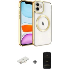 iPhone 11 Nova Işık Özel Seri - Siyah 6d Antistatik Mat Seramik Hayalet Nano Ekran Koruyucu + Sarı Renkli Kamera Lens Koruma Cam