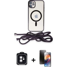 Cepte Toptan iPhone 11 Eksen Özel Seri - Siyah 3D Antistatik Mat Seramik Nano Ekran Koruyucu + Siyah Pvd Metal Kamera Lens