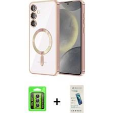 Cepte Toptan Galaxy A15 4g Nova Işık Özel Seri - Şeffaf Pasifik Cam Ekran Koruyucu + Gümüş Raze Metal Kamera Lens