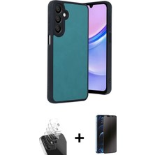 Cepte Toptan Galaxy A15 4g Kıvılcım Işık Serisi - Siyah 3D Antistatik Hayalet Cam Ekran Koruyucu + Şeffaf Kamera Lens Koruma Cam