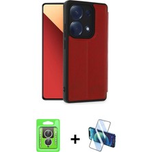 Redmi Note 13 Pro 4g Zirve Yansıma Serisi - Siyah 3D Antistatik Cam Ekran Koruyucu + Gümüş Raze Metal Kamera Lens