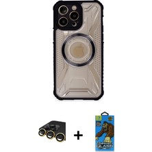 Cepte Toptan iPhone 14 Pro Max Kutup Modern - Siyah 18D Cam Ekran Koruyucu + Gold Raze Metal Kamera Lens