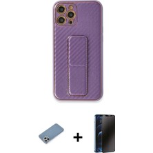 Cepte Toptan iPhone 12 Pro Yörünge Yansıma - Siyah 3D Antistatik Hayalet Cam Ekran Koruyucu + Gümüş Shine Kamera Lens Koruma Cam