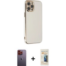 iPhone 12 Pro Yankı Serisi - Siyah 6d Mat Seramik Hayalet Nano Ekran Koruyucu + Turuncu Neon Fosforlu Kamera Lens