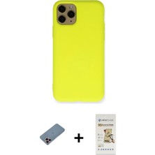 Cepte Toptan iPhone 11 Pro Ahenk Serisi - Siyah Mat Seramik Nano Ekran Koruyucu + Pembe Shine Kamera Lens Koruma Cam