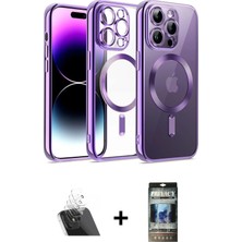 Cepte Toptan iPhone 12 Pro Nova Işık Özel Seri - Siyah 34D Hayalet Izgaralı Cam + Şeffaf Kamera Lens Koruma Cam