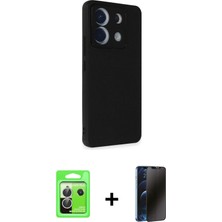 Redmi Note 13 Pro 5g Akış Asil Koleksiyonu - Siyah 3D Antistatik Hayalet Cam Ekran Koruyucu + Gümüş Raze Metal Kamera Lens