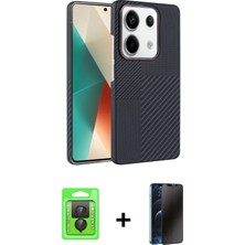 Cepte Toptan Redmi Note 13 Pro 4g Doruk Serisi - Siyah 3D Antistatik Hayalet Cam Ekran Koruyucu + Siyah Raze Metal Kamera Lens