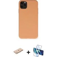 Cepte Toptan iPhone 11 Pro Max Ahenk Serisi - Siyah 3D Antistatik Seramik Nano Ekran Koruyucu + Mavi Renkli Kamera Lens Koruma Cam