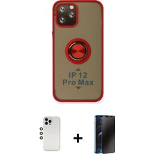 Cepte Toptan iPhone 12 Pro Yörünge Çizgi - Siyah 3D Antistatik Hayalet Cam Ekran Koruyucu + Gümüş Shine Kamera Lens