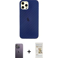 iPhone 12 Pro Max Nova Çizgi - Siyah Mat Seramik Nano Ekran Koruyucu + Beyaz Neon Fosforlu Kamera Lens