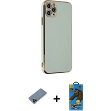 iPhone 11 Pro Max Yankı Serisi - Siyah 18D Cam Ekran Koruyucu + Siyah Metal Kamera Lens Koruma Cam