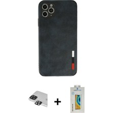 Cepte Toptan iPhone 11 Pro Max Doruk Asil Koleksiyonu - Siyah Polymer Nano Ekran Koruyucu + Siyah Pers Alüminyum Kamera Lens