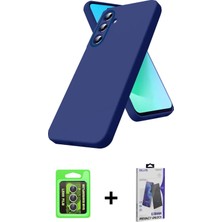 Cepte Toptan Galaxy S26 Plus Kozmos Yansıma Özel Seri - Siyah Bilvis Hayalet Cam Ekran Koruyucu + Gümüş Raze Metal Kamera Lens