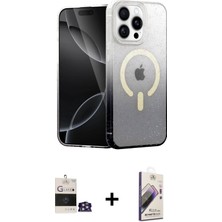 iPhone 14 Pro Max Eksen Minimal Özel Seri - Siyah Bilvis 3D Mat Cam Ekran Koruyucu + Gümüş Bilvis Titan Kamera Lens