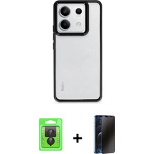 Cepte Toptan Redmi Note 13 Pro 4g Nova Işık Serisi - Siyah 3D Antistatik Hayalet Cam Ekran Koruyucu + Siyah Raze Metal Kamera Lens