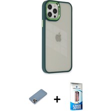 Cepte Toptan iPhone 12 Pro Max Eksen Doku Prime - Siyah 5d Eko Cam Ekran Koruyucu + Gökkuşağı Shine Kamera Lens Koruma Cam