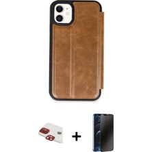 Cepte Toptan iPhone 11 Zirve Yansıma Serisi - Siyah 3D Antistatik Hayalet Cam Ekran Koruyucu + Kırmızı Pers Alüminyum Kamera Lens