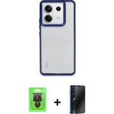 Redmi Note 13 Pro 4g Nova Işık Serisi - Siyah 3D Antistatik Hayalet Cam Ekran Koruyucu + Siyah Raze Metal Kamera Lens