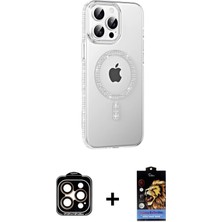 Cepte Toptan iPhone 14 Pro Max Yörünge Koleksiyonu - Siyah Buffer Hayalet Cam Ekran Koruyucu + Turuncu Pvd Metal Kamera Lens