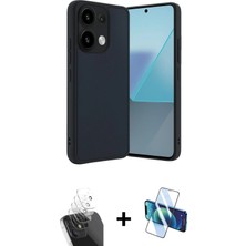 Cepte Toptan Redmi Note 13 Pro 4g Kıvılcım Işık Serisi - Siyah 3D Antistatik Cam Ekran Koruyucu + Şeffaf Kamera Lens Koruma Cam