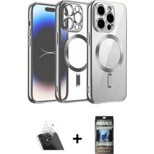 Cepte Toptan iPhone 12 Pro Nova Işık Özel Seri - Siyah 34D Hayalet Izgaralı Cam + Şeffaf Kamera Lens Koruma Cam