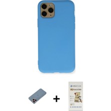 Cepte Toptan iPhone 11 Pro Ahenk Serisi - Siyah Mat Seramik Nano Ekran Koruyucu + Pembe Shine Kamera Lens Koruma Cam